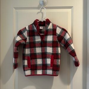 Gymboree 1/4 zip Plaid Fleece red pullover jacket pockets kids size 5T